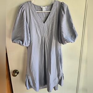 Cynthia Rowley Women's Gray Puff Sleeve Linen Dress Small NWOT